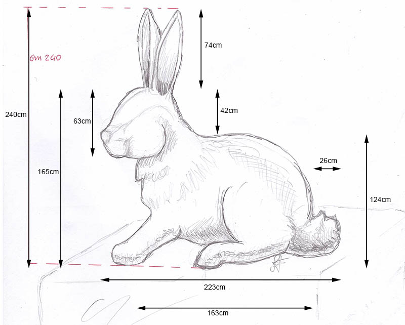 sizing and specs for rabbit topiary.